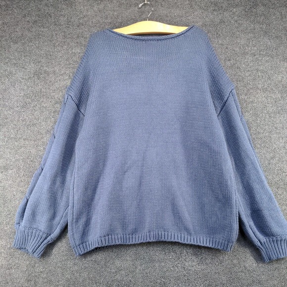 LC Lauren Conrad Women's Braided Sleeve Sweater XL Blue Metallic Mayhem W/Tags - Picture 5 of 14